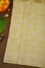 Banarasi Silk Golden Yellow Saree With Florals And Buttis Body And Self Florals And Leaves Jaal Border