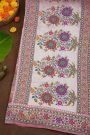 Banarasi Silk Rose Pink Saree With Florals And Leaves Body And Self Florals And Leaves Jaal Border