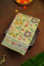 Banarasi Silk Cream Saree With Florals With Leaves Jaal Body And Self Florals And Leaves Jaal Border