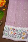 Banarasi Silk Lilac Saree With Buttis Body And Self Florals And Leaves Border