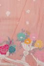 Banarasi Silk Baby Pink Saree With Florals And Buttis Body And Self Florals And Leaves Border