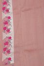 Banarasi Silk Baby Pink Saree With Florals And Buttis Body And Self Florals And Leaves Border