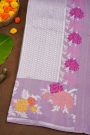Banarasi Silk Lavender Saree With Florals And Buttis Body And Self Kaddi Border