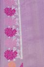 Banarasi Silk Lavender Saree With Florals And Buttis Body And Self Kaddi Border