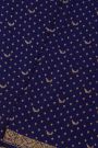 Banarasi Kaddi Georgette Blue Saree With Florals And Birds In Zari Border