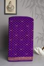 Banarasi Kaddi Georgette Purple Saree With Florals And Birds In Zari Border
