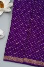 Banarasi Kaddi Georgette Purple Saree With Florals And Birds In Zari Border