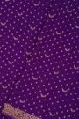 Banarasi Kaddi Georgette Purple Saree With Florals And Birds In Zari Border