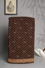 Banarasi Kaddi Georgette Dark Brown Saree With Florals And Birds In Zari Border