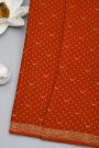 Banarasi Kaddi Georgette Orange Saree With Florals And Birds In Zari Border