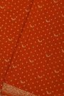 Banarasi Kaddi Georgette Orange Saree With Florals And Birds In Zari Border