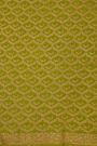 Banarasi Kaddi Georgette Mehendi Green Saree With Florals And Birds In Zari Border