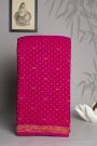 Banarasi Kaddi Georgette Magenta Saree With Florals And Birds In Zari Border