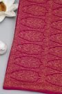 Banarasi Kaddi Georgette Magenta Saree With Florals And Birds In Zari Border