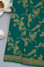 Banarasi Kaddi Georgette Peacock Green Saree With Zari Lines Border