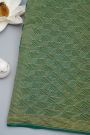 Banarasi Kaddi Georgette Peacock Green Saree With Zari Lines Border