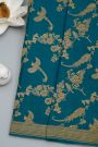 Banarasi Kaddi Georgette Peacock Green Saree With Zari Lines Border