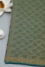 Banarasi Kaddi Georgette Peacock Green Saree With Zari Lines Border