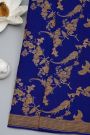 Banarasi Kaddi Georgette Blue Saree With Zari Lines Border
