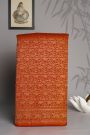Banarasi Kaddi Georgette Orange Saree With Elephants In Zari Border