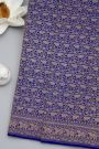 Banarasi Kaddi Georgette Blue Saree With Florals And Elephants In Zari Border