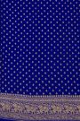 Banarasi Kaddi Georgette Blue Saree With Florals And Elephants In Zari Border