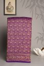 Banarasi Kaddi Georgette Purple Saree With Florals And Elephants In Zari Border