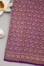 Banarasi Kaddi Georgette Purple Saree With Florals And Elephants In Zari Border