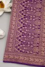 Banarasi Kaddi Georgette Purple Saree With Florals And Elephants In Zari Border