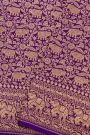 Banarasi Kaddi Georgette Purple Saree With Florals And Elephants In Zari Border