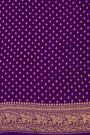 Banarasi Kaddi Georgette Purple Saree With Florals And Elephants In Zari Border