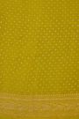 Banarasi Kaddi Georgette Mehendi Green Saree With Florals And Elephants In Zari Border