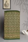 Banarasi Kaddi Georgette Bottle Green Saree With Florals And Elephants In Zari Border