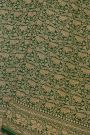 Banarasi Kaddi Georgette Bottle Green Saree With Florals And Elephants In Zari Border