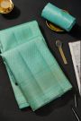 Kancheepuram Silk Sky Blue Rich Dhoti With Diamond Buttis