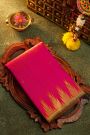 Kancheepuram Silk Magenta Saree With Dollar Buttis Body And Self Temple Border With Zari Lines Pallu
