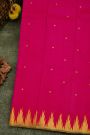 Kancheepuram Silk Magenta Saree With Dollar Buttis Body And Self Temple Border With Zari Lines Pallu