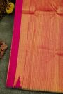 Kancheepuram Silk Magenta Saree With Dollar Buttis Body And Self Temple Border With Zari Lines Pallu