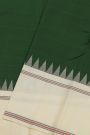 Kancheepuram Silk Bottle Green Saree WIth Traditional Temple Border