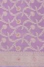 Banarasi Kaddi Georgette Lavender Saree With Floral Zari Buttis Body