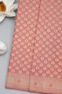 Banarasi Kaddi Georgette Peach Saree With Floral Zari Buttis Body