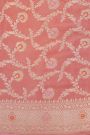 Banarasi Kaddi Georgette Peach Saree With Floral Zari Buttis Body