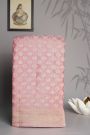 Banarasi Kaddi Georgette Baby Pink Saree With Floral Buttis In Zari Body