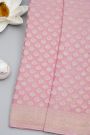 Banarasi Kaddi Georgette Baby Pink Saree With Floral Buttis In Zari Body
