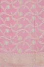 Banarasi Kaddi Georgette Baby Pink Saree With Floral Buttis In Zari Body