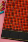 Kancheepuram Silk Multi Colour Checks Saree With Plain Temple Border