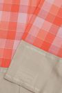 Kancheepuram Silk Peach Pink Saree With Dual Colour Checks Body Plain Border
