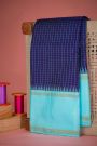Kancheepuram Silk Navy Blue Saree With Thread Checks