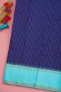 Kancheepuram Silk Navy Blue Saree With Thread Checks