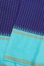 Kancheepuram Silk Navy Blue Saree With Thread Checks
